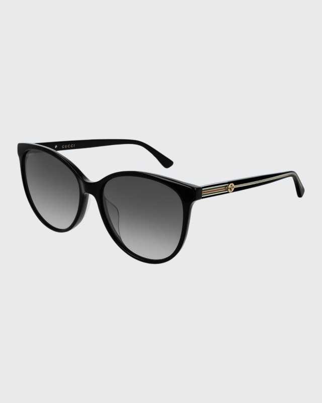 Round Acetate Sunglasses w/ Web & Logo Temples